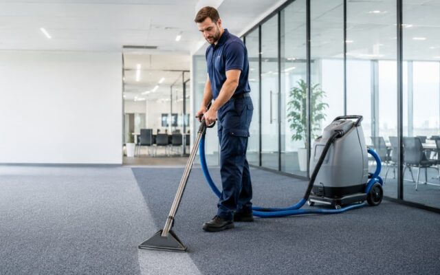 One of our commercial carpet cleaners operator in a Dublin office